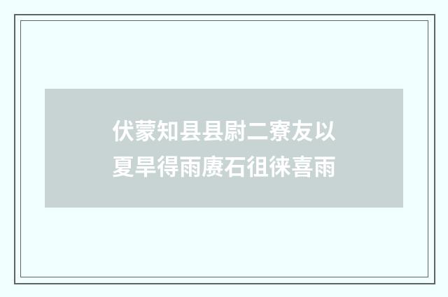 伏蒙知县县尉二寮友以夏旱得雨赓石徂徕喜雨