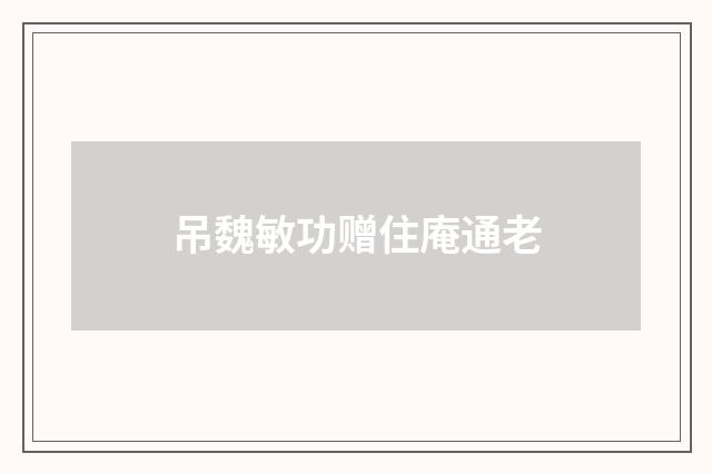 吊魏敏功赠住庵通老