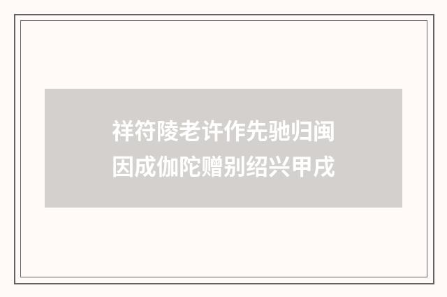 祥符陵老许作先驰归闽因成伽陀赠别绍兴甲戌