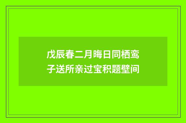 戊辰春二月晦日同栖鸾子送所亲过宝积题壁间
