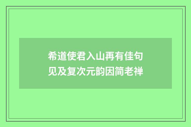 希道使君入山再有佳句见及复次元韵因简老禅