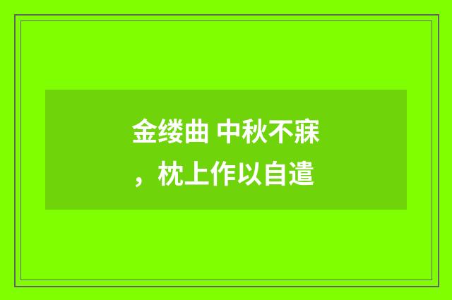 金缕曲 中秋不寐,枕上作以自遣