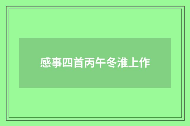 感事四首丙午冬淮上作