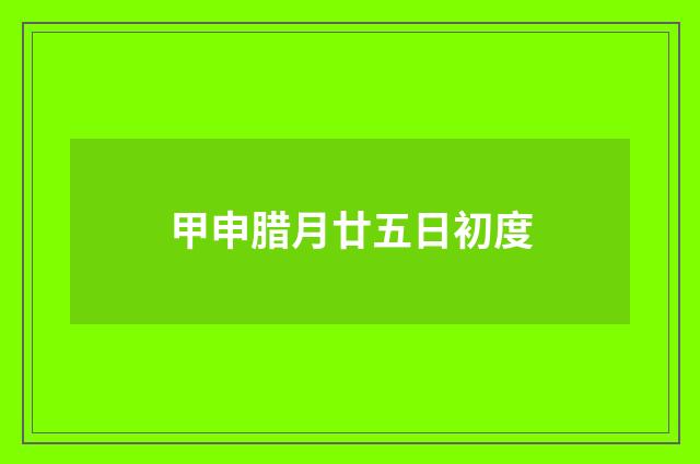 甲申腊月廿五日初度