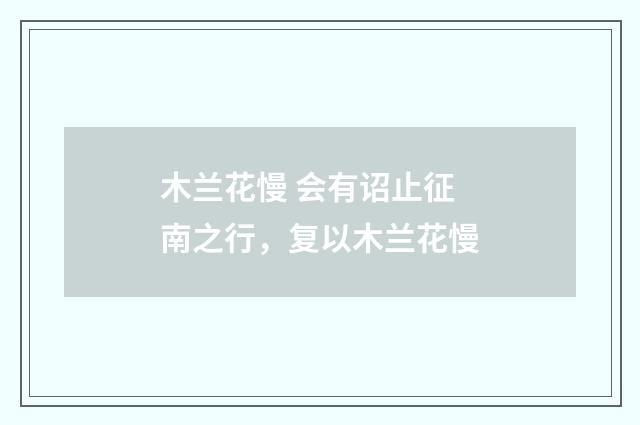 木兰花慢 会有诏止征南之行,复以木兰花慢