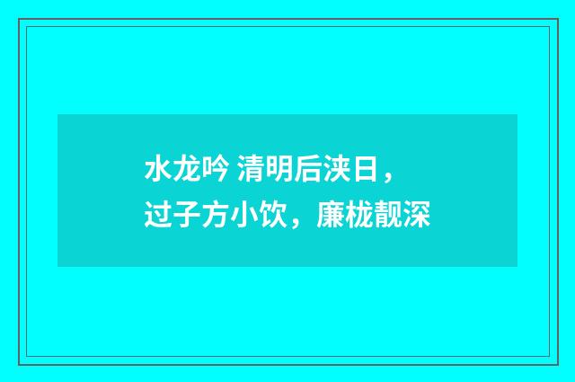 水龙吟 清明后浃日，过子方小饮，廉栊靓深