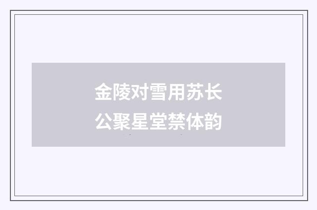 金陵对雪用苏长公聚星堂禁体韵