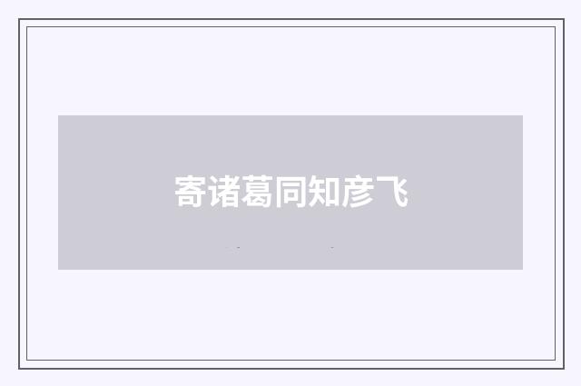 寄诸葛同知彦飞