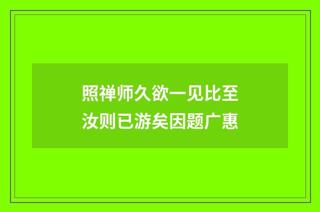 照禅师久欲一见比至汝则已游矣因题广惠