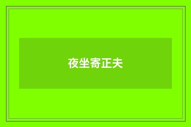 夜坐寄正夫