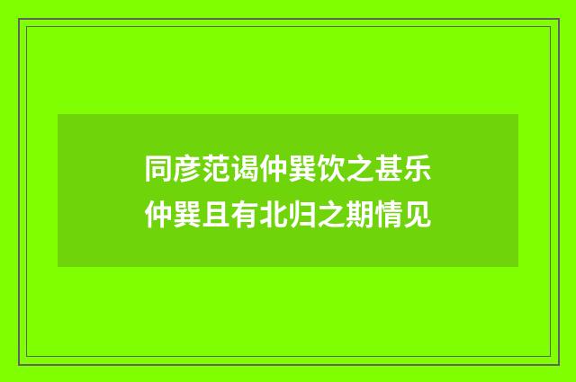同彦范谒仲巽饮之甚乐仲巽且有北归之期情见