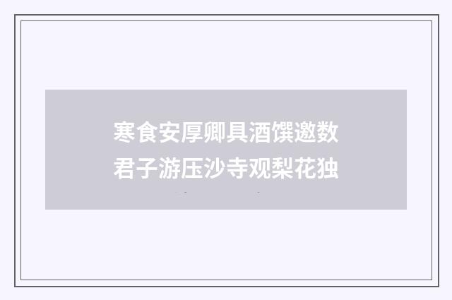 寒食安厚卿具酒馔邀数君子游压沙寺观梨花独