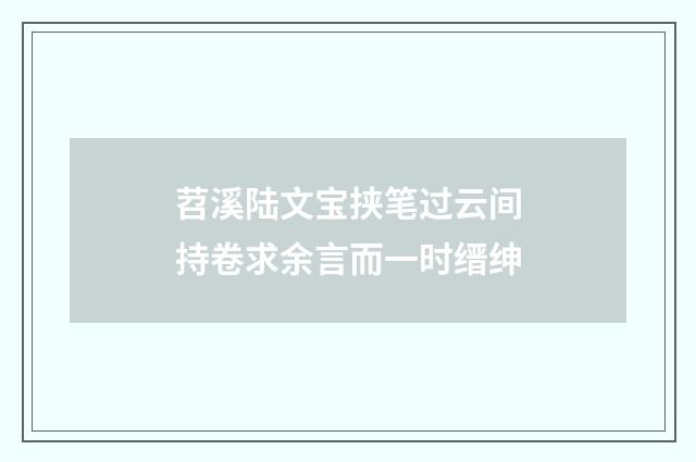 苕溪陆文宝挟笔过云间持卷求余言而一时缙绅