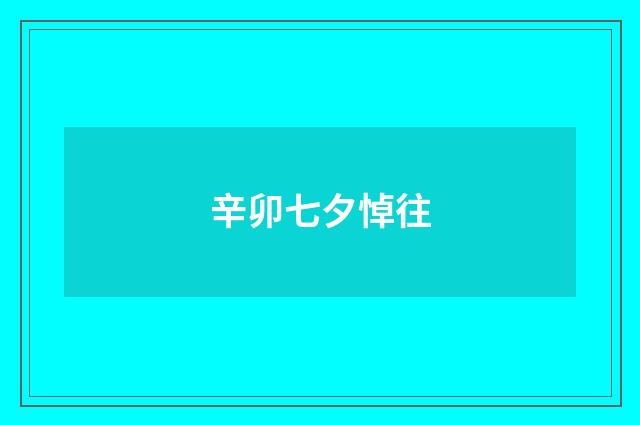辛卯七夕悼往