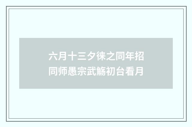 六月十三夕徕之同年招同师愚宗武觞初台看月