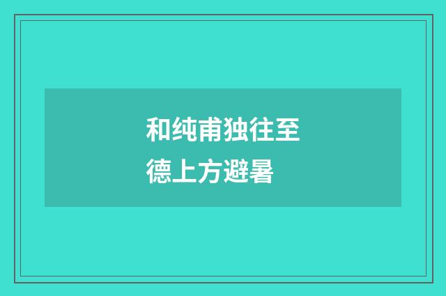 和纯甫独往至德上方避暑