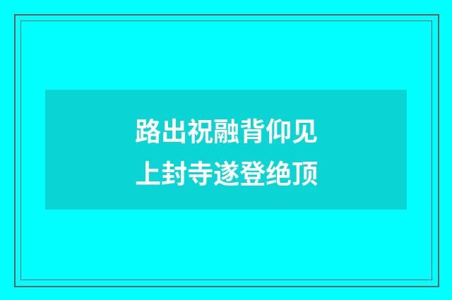 路出祝融背仰见上封寺遂登绝顶