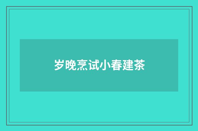 岁晚烹试小春建茶