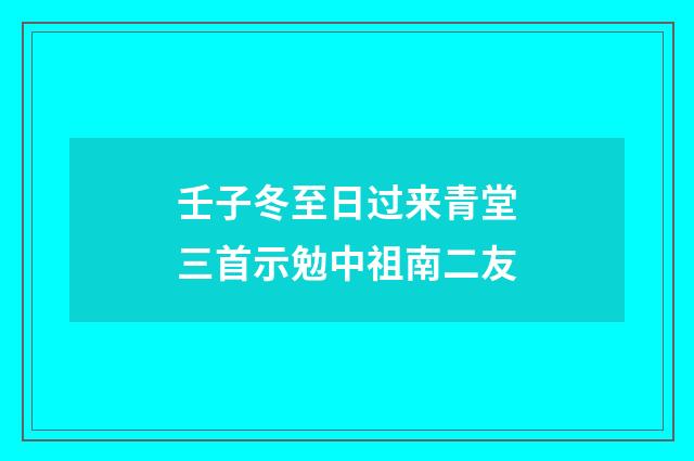 壬子冬至日过来青堂三首示勉中祖南二友