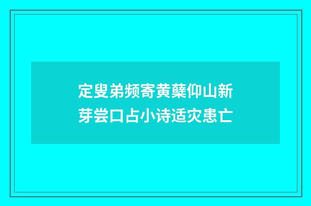 定叟弟频寄黄蘖仰山新芽尝口占小诗适灾患亡