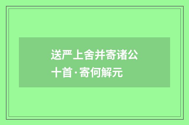 送严上舍并寄诸公十首·寄何解元