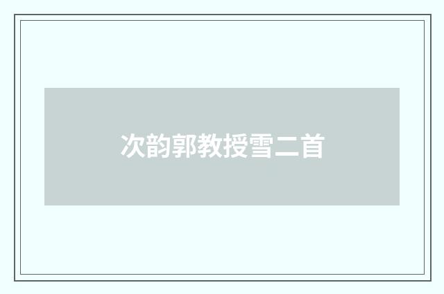 次韵郭教授雪二首