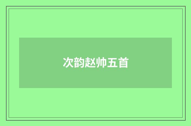 次韵赵帅五首