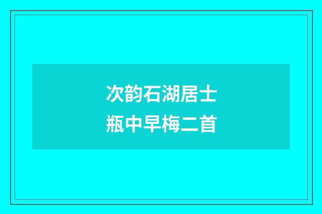 次韵石湖居士瓶中早梅二首