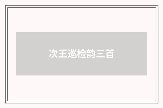 次王巡检韵三首