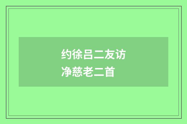 约徐吕二友访净慈老二首