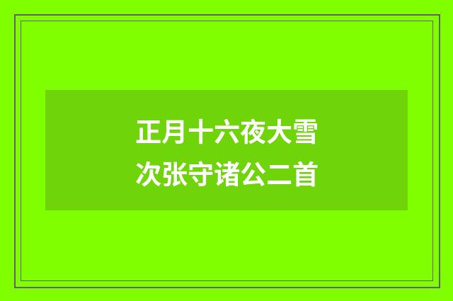 正月十六夜大雪次张守诸公二首