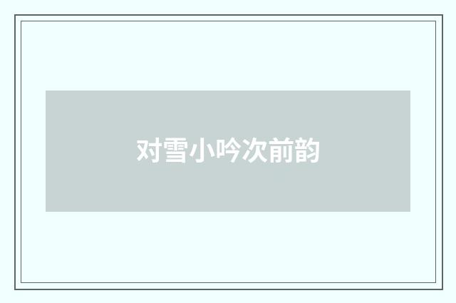 对雪小吟次前韵