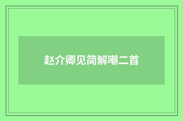 赵介卿见简解嘲二首