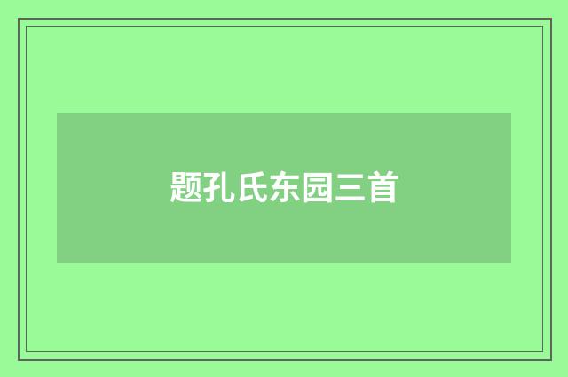 题孔氏东园三首