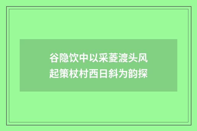 谷隐饮中以采菱渡头风起策杖村西日斜为韵探