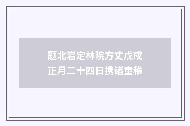 题北岩定林院方丈戊戍正月二十四日携诸童稚