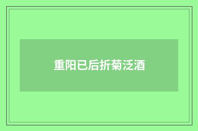 重阳已后折菊泛酒