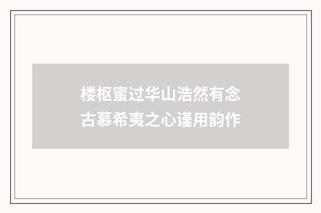 楼枢蜜过华山浩然有念古慕希夷之心谨用韵作