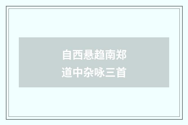 自西悬趋南郑道中杂咏三首