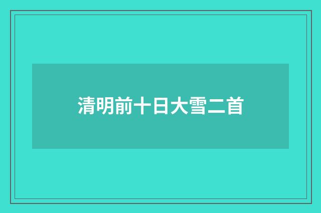 清明前十日大雪二首