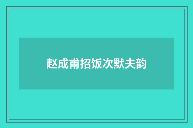 赵成甫招饭次默夫韵