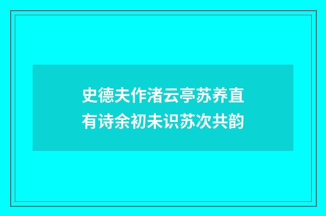 史德夫作渚云亭苏养直有诗余初未识苏次共韵