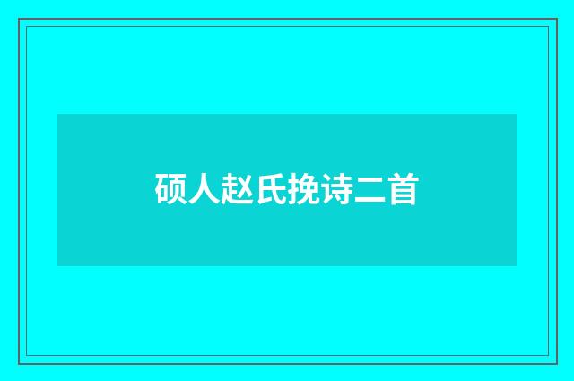 硕人赵氏挽诗二首
