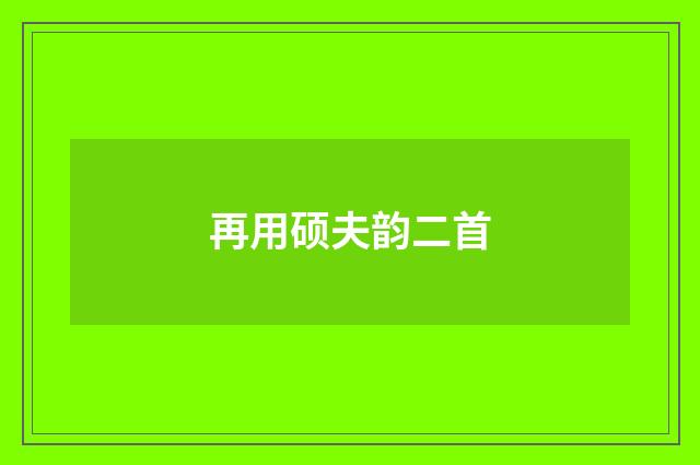 再用硕夫韵二首
