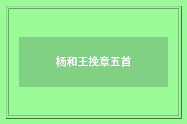 杨和王挽章五首