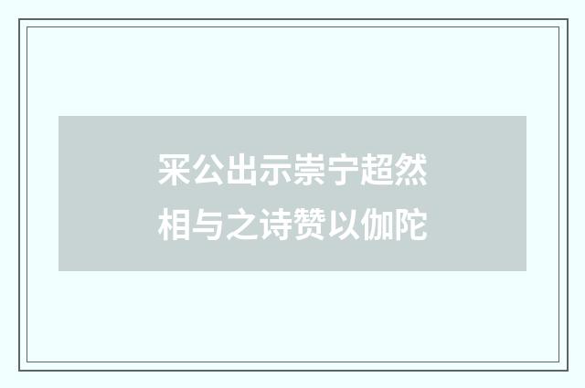 冞公出示崇宁超然相与之诗赞以伽陀