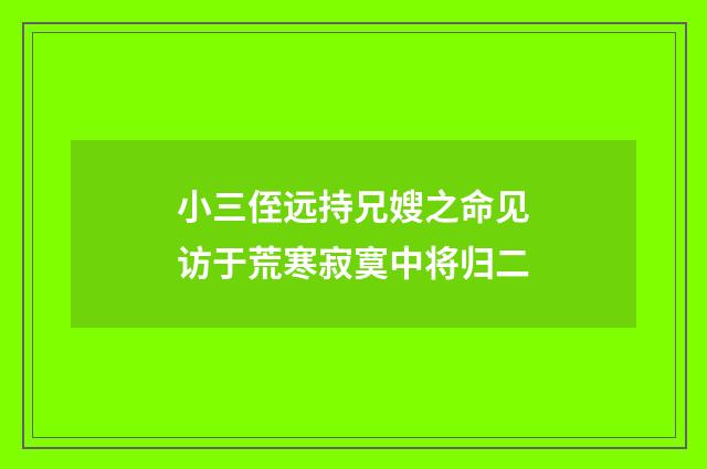 小三侄远持兄嫂之命见访于荒寒寂寞中将归二