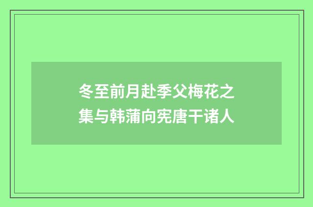 冬至前月赴季父梅花之集与韩蒲向宪唐干诸人