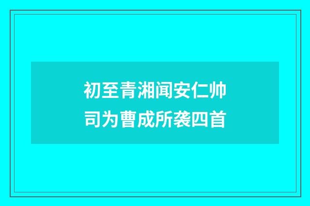 初至青湘闻安仁帅司为曹成所袭四首
