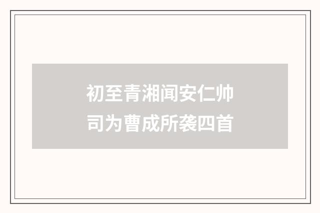 初至青湘闻安仁帅司为曹成所袭四首